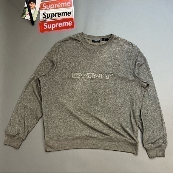DKNY Embroidered Fleece Pullover Sweatshirt - Picture 1 of 7